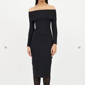 The Row Nania Black Off-Shoulder Dress